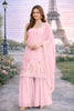 Lovely Pink Floral Embroidered Georgette Sharara Set with Dupatta for Wedding
