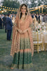 Elegant Peach and Green Embroidered Georgette Sharara Suit with Dupatta for Wedding