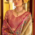 Gold Tissue Patola Silk Traditional Saree Handwoven Patola Design