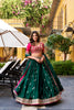 Royal Green Silk Embroidered Lehenga Choli with Pink Blouse and Dupatta for Wedding