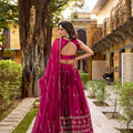 Stunning Rani Pink Rangoli Silk Embroidered Lehenga Choli with Matching Dupatta for Wedding