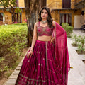 Stunning Rani Pink Rangoli Silk Embroidered Lehenga Choli with Matching Dupatta for Wedding