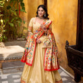 Elegant Beige Paithani Silk Lehenga Choli with Multicolor Floral Dupatta for Wedding