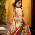 Elegant Beige Paithani Silk Lehenga Choli with Multicolor Floral Dupatta for Wedding