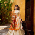 Lovely Off-White Paithani Silk Lehenga Choli with Multicolor Floral Dupatta for Wedding