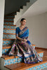 Royal Blue Banarasi Silk Saree Antique Gold Zari Multicolor Traditional Wear
