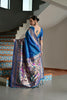 Royal Blue Banarasi Silk Saree Antique Gold Zari Multicolor Traditional Wear