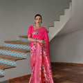 Rani Pink Banarasi Silk Saree Antique Gold Zari Multicolor Traditional Wear