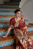 Maroon Banarasi Silk Saree Antique Gold Zari Multicolor Traditional Wear