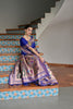 Royal Blue Banarasi Silk Saree Antique Zari Border Handloom Floral Pallu