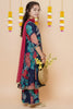 Adorable Navy Blue Floral Printed Chanderi Silk Girls Salwar Suit with Dupatta for Wedding