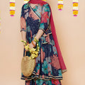 Adorable Navy Blue Floral Printed Chanderi Silk Girls Salwar Suit with Dupatta for Wedding