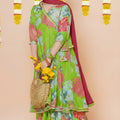 Charming Green Floral Printed Chanderi Silk Girls Salwar Suit with Dupatta for Wedding