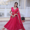 Designer Rani Pink Embroidered Dola Silk Lehenga Choli with Dupatta for Wedding
