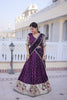 Luxury Purple Dola Silk Embroidered Lehenga Choli Set with Dupatta for Wedding