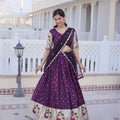 Luxury Purple Dola Silk Embroidered Lehenga Choli Set with Dupatta for Wedding