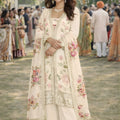 Stylish Off-White Floral Printed Embroidered Silk Kurta Palazzo Set with Dupatta for Wedding