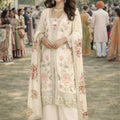 Stylish Off-White Floral Printed Embroidered Silk Kurta Palazzo Set with Dupatta for Wedding