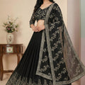 Elegant Black Faux Georgette Embroidered Lehenga Choli with Dupatta for Wedding