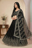 Elegant Black Faux Georgette Embroidered Lehenga Choli with Dupatta for Wedding