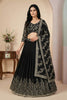 Elegant Black Faux Georgette Embroidered Lehenga Choli with Dupatta for Wedding