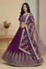Stylish Purple Faux Georgette Embroidered Lehenga Choli with Dupatta for Wedding
