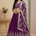 Stylish Purple Faux Georgette Embroidered Lehenga Choli with Dupatta for Wedding