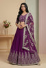 Stylish Purple Faux Georgette Embroidered Lehenga Choli with Dupatta for Wedding