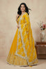 Vibrant Yellow Faux Georgette Embroidered Lehenga Choli with Dupatta for Wedding