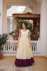 Stylish Off-White Cotton Embroidered Gown With Beads and Sequins Work