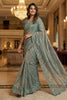 Sea Green Embroidered Net Saree with Designer Blouse Party Wear