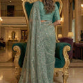 Sea Green Embroidered Net Saree with Designer Blouse Party Wear