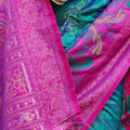 Teal Green and Magenta Banarasi Silk Saree with Rich Zari Woven Border