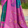 Teal Green and Magenta Banarasi Silk Saree with Rich Zari Woven Border