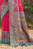 Rani Pink and Green Banarasi Silk Saree with Rich Zari Woven Border