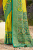Yellow and Green Banarasi Silk Saree with Rich Zari Woven Border