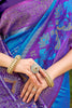 Royal Blue Purple Banarasi Silk Saree with Zari Woven Border