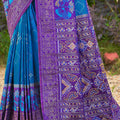 Royal Blue Purple Banarasi Silk Saree with Zari Woven Border