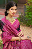 Black Magenta Woven Silk Saree Floral Motifs Rich Pallu Contrast Border