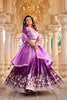 Trendy Purple Embroidered Gold Crush Silk Lehenga Choli with Dupatta for Wedding