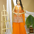 Traditional Orange Georgette Embroidered Salwar Suit For Wedding