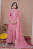 Designer Pink Embroidered Faux Georgette Salwar Suit For Wedding