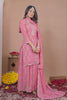 Designer Pink Embroidered Faux Georgette Salwar Suit For Wedding