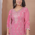 Designer Pink Embroidered Faux Georgette Salwar Suit For Wedding