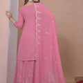 Designer Pink Embroidered Faux Georgette Salwar Suit For Wedding