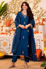 Glorious Navy Blue Embroidered Vichitra Silk Salwar Suit with Dupatta for Wedding