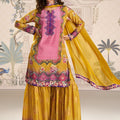 Elegant Mustard Yellow and Pink Embroidered Salwar Suit with Dupatta for Festive Wear