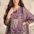 Latest Mauve Embroidered Crepe Salwar Suit with Dupatta for Festive Wear