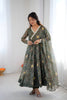 Superb Olive Green Bandhani Printed Georgette Anarkali Suit with Dupatta for Wedding