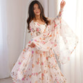 Fancy Off-White Floral Printed Georgette Anarkali Suit with Dupatta for Wedding